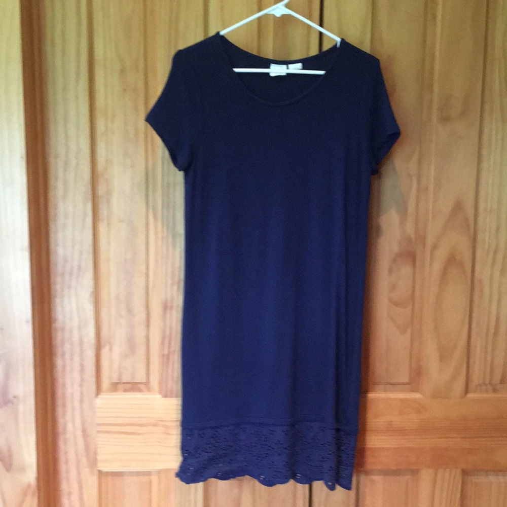 Stylish knit dress with eyelet lace hem